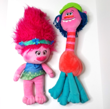 Dreamworks Trolls Cooper &amp; Poppy Dolls Plushie Blue Pink Troll 23&quot; 2015 B8604 - £18.28 GBP