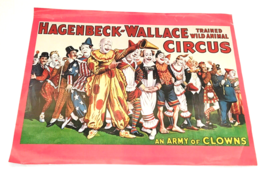 Vtg 1970&#39;s Hagenbeck-Wallace Wild Animal Circus Poster An Army of Clowns... - £52.07 GBP