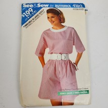 Vintage 1989 See &amp; Sew 4180 Sewing Pattern Miss Top Shorts P S M - £6.18 GBP