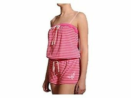 BETSEY JOHNSON Intimates Striped PINK Terry Romper FLORAL EMRBOIDERED ( M ) - £71.19 GBP