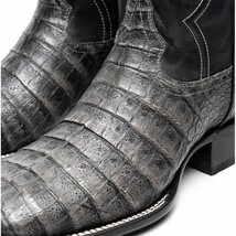 TUCSON Genuine Caiman Belly Skin Cowboy Boot from the Western Collection Stone G image 4