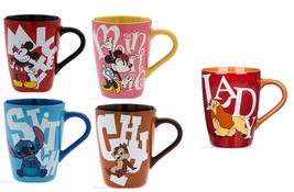 Disney Store Character Mug Mickey Minnie Chip Dale Stitch Lady Tramp 2016 New - $59.95