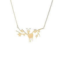 Deer necklace,deer jewelry,deer pendant,animal necklace,antler necklace,... - $25.00