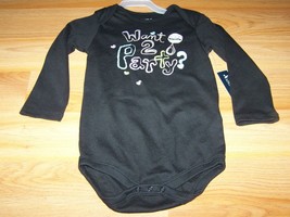 Infant Size 12 Months Long Sleeve One Piece Top Want 2 Party? Black Fade... - $9.00