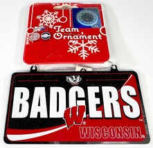 Wisconsin Badgers Bucky Badger License Plate Team Ornament New Mirror Chrome - £3.09 GBP