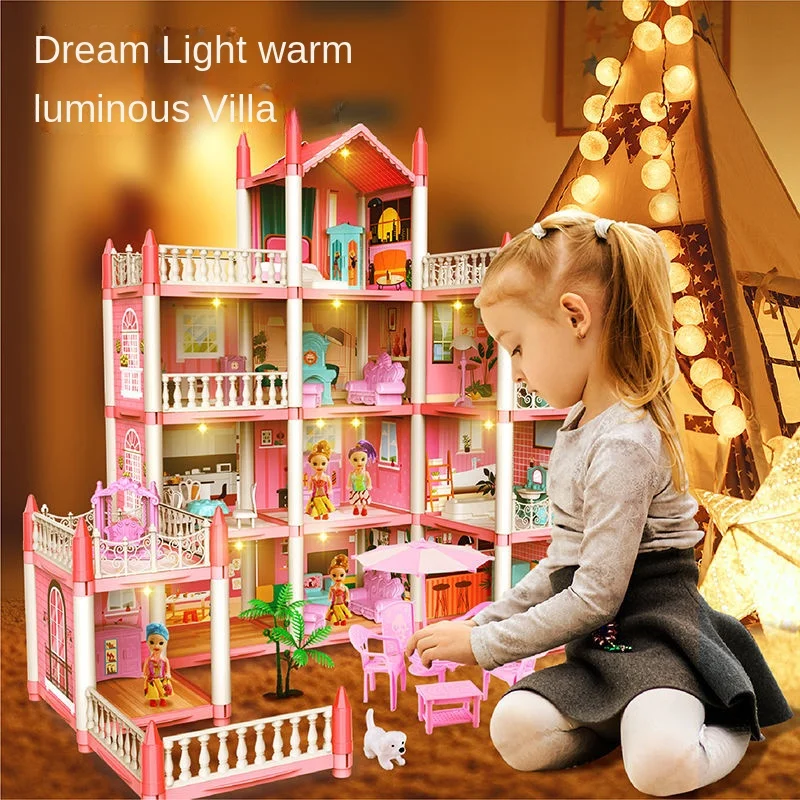 Children Montessori House 3D Doll Houses Castle DIY Manual Villa Princess - £25.77 GBP+