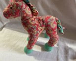 Douglas Horse Plush Cuddle Toys Paisley Pink Aqua Teal Striped Stuffed A... - $15.83