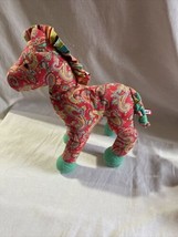 Douglas Horse Plush Cuddle Toys Paisley Pink Aqua Teal Striped Stuffed Animal  - $15.83