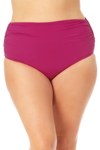 ANNE COLE Bikini Swim Bottoms High Waist Berry Plus Size 16W $64 - NWT - £7.16 GBP