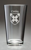 Conley Irish Coat of Arms Pint Glasses - Set of 4 (Sand Etched) - £53.68 GBP