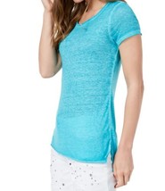 allbrand365 designer Womens Crew Neck High Low T-Shirt,Teal Glow Size X-Large - £38.10 GBP