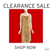 Forever 21 Slip Dress Women&#39;s Small Green Brown Zebra Print Clearance Sa... - $9.94