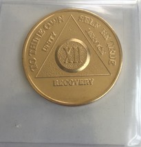 12 Year Alcoholics Anonymous AA 24k Gold Plated Medallion Chip Sobriety Coin - £11.21 GBP