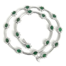 Authenticity Guarantee 
Green Emerald Diamond Halo Gemstone Bar Station Neckl... - £11,779.60 GBP