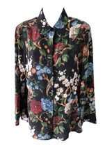 alice + olivia Women Top Black Multicolored Floral Silk Blouse NWOT Large - $121.33