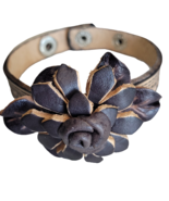 Single Flower Cowhide Leather Bracelet Wrist Handmade Handcrafted Fashio... - $6.92