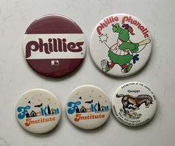 Vintage 1980s pins: Philadelphia Phillies + Phanatic - Franklin Institute - Zoo - £12.58 GBP