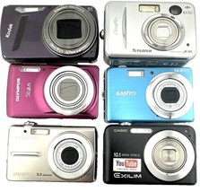6 Digital Cameras Olympus Kodak Fujifilm Casio Sanyo  For Parts Repairs - $53.92