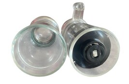 Clear Acrylic Salt & Pepper Grinder Set 4.25" High - Manual Hand Crank Mill vtg image 3