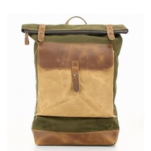 Waterproof Pure Cotton Canvas and Crazy Horse Leather Backpacks for Teenager - £78.47 GBP