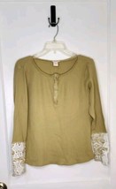 Sundance Green Thermal Henley Embroidered Sleeve Size XL - $26.18