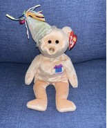 2002 Ty Beanie Babies New OCTOBER Happy Birthday Bear MWMTs Party Hat 8” - £7.07 GBP