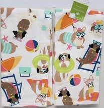 2 Same Cotton Printed TOWELS(16&quot;x26&quot;) Summer Items &amp; Dogs,Canine Beach Toss,Ritz - £12.52 GBP