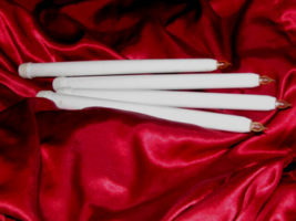 battery operated TAPER CANDLES white plastic 10.5 inch flicker flames (office-1) - £3.11 GBP