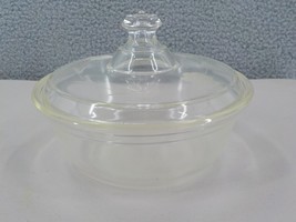 Pyrex Vintage Clear 1 qt Casserole Dish with Flower Etched Lid 267 Chip Scratch - £11.26 GBP