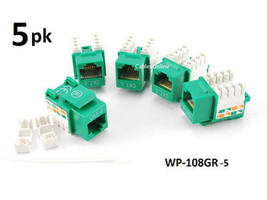 5-Pack Cat6 Rj45 Utp Punch Down 110-Type Keystone Jack, Green, - $33.99