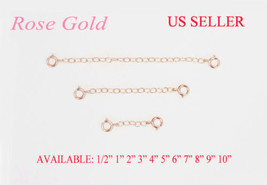 (R) SOLID 14K ROSE PINK GOLD Extender /Safety Chain  Necklace Bracelet w... - £13.97 GBP