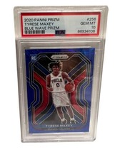 2020-21 Panini Prizm Tyrese Maxey #256 Blue Wave Prizm Rookie RC PSA 10 GEM MT - £224.21 GBP