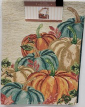 Long Tapestry Table Runner, 13&quot; X 70&quot;, Fall Harvest, Multicolor Pumpkins, Gr - £14.23 GBP