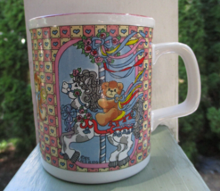 Lucy and Me 1985 Coffee Mug Cup Bear on Horse Carousel Hearts Enesco Lucy Rigg - £7.44 GBP