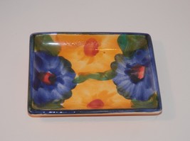 Vintage 80s Floral Ceramic Ashtray Handpainted With Blue, Green, Yellow,... - €5,77 EUR