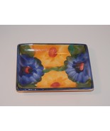 Vintage 80s Floral Ceramic Ashtray Handpainted With Blue, Green, Yellow,... - $6.74