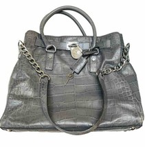 MICHAEL KORS Dillon Croc Leather NS Tote Shoulder Bag in Pale Grey Chain... - £48.28 GBP
