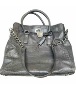 MICHAEL KORS Dillon Croc Leather NS Tote Shoulder Bag in Pale Grey Chain... - £48.16 GBP
