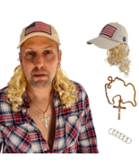 Tiger King Joe Exotic Costume - USA Hat with Blonde Hair Necklace Earrings - €14,66 EUR