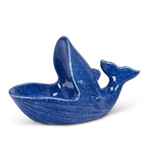 Blue Whale Soap Dish w Open Mouth Bathroom Seaside Nautical Ceramic Cottage 