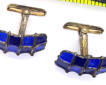 One Pair of Vintage Cobalt Blue Cuff Links Marked Sterling - $119.99