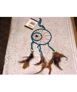 DREAMCATCHER WITH SMALL DREAMCATCHER INSIDE TURQUOISE COLOR INDIAN - £6.21 GBP