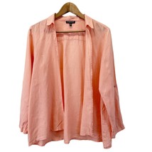 Eileen Fisher Petite Irish Linen Size PS Open Front Top Peach Orange Layering  - £34.73 GBP