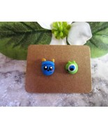 Sullivan and Mike Stud Earrings Clay Silver 925 Monsters inc Handmade in... - $15.00