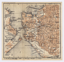 1927 Vintage Map Of Portsmouth Hampshire / Verso Chichester Cathedral / England - £17.77 GBP