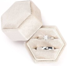 Velvet Jewelry Ring Box, Etercycle Hexagon Premium Gorgeous Vintage, Beige - £21.49 GBP