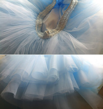 Light-blue Tiered Tulle Skirt Party Outfit Women Custom Plus Size Tulle Skirt image 6
