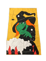 Halloween Witch Double Sided House Flag 45&quot; x 28&quot; Spider Cauldron - £11.76 GBP
