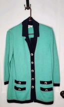 St. John Collection Marie Gray Santana Knit Aqua / Navy  Blazer Jacket S... - $74.80