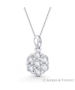 Flower Charm Round Brilliant CZ Crystal Cluster 16x8mm Pendant in 14k Wh... - $215.81+